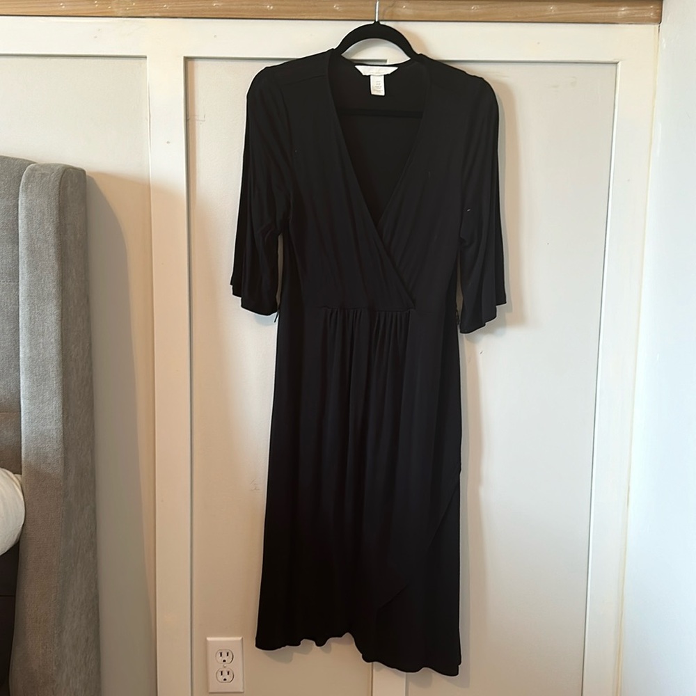 H&M maternity black faux wrap dress medium